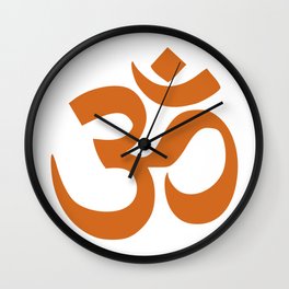 Burnt Orange Hindu Om Symbol  Wall Clock