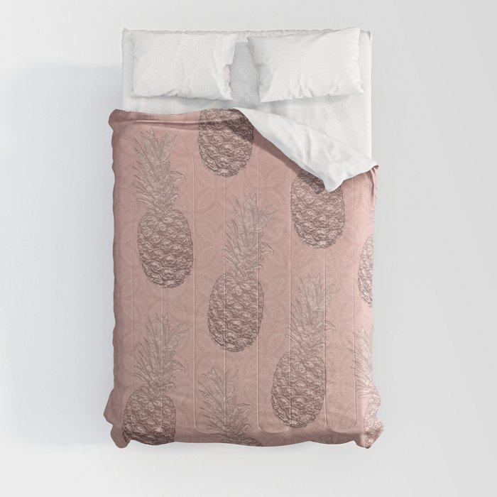 Precious Pineapple Pattern Rose Gold Comforter