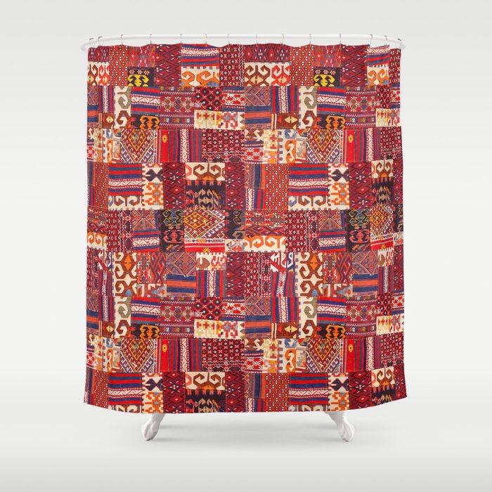 N195 - Berber Traditional Oriental Bohemian Moroccan Collage Style Shower Curtain