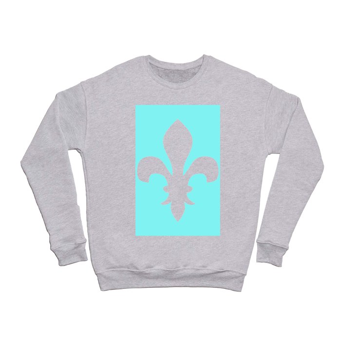 Fleur de Lis (White & Aqua) Crewneck Sweatshirt