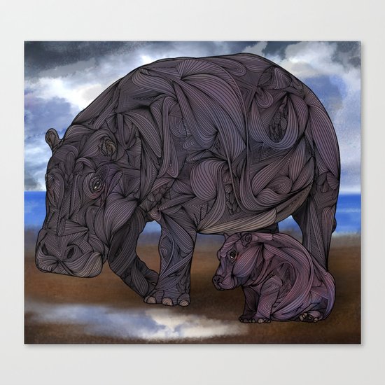 Hippos Canvas Print