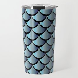 Blue Grey Gradient Mermaid Scales Travel Mug