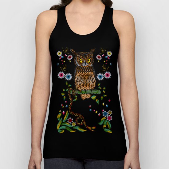 Vibrant Jungle Owl and Snake Unisex Tank Top