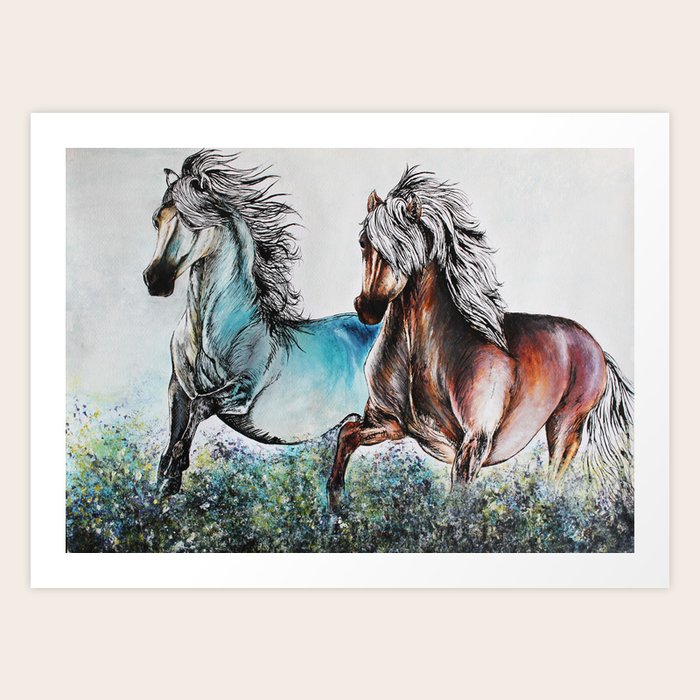 Free Horses Art Print By Mariagabrielaarevaloreggeti