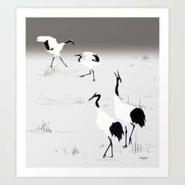 Red crowned Crane Art Print