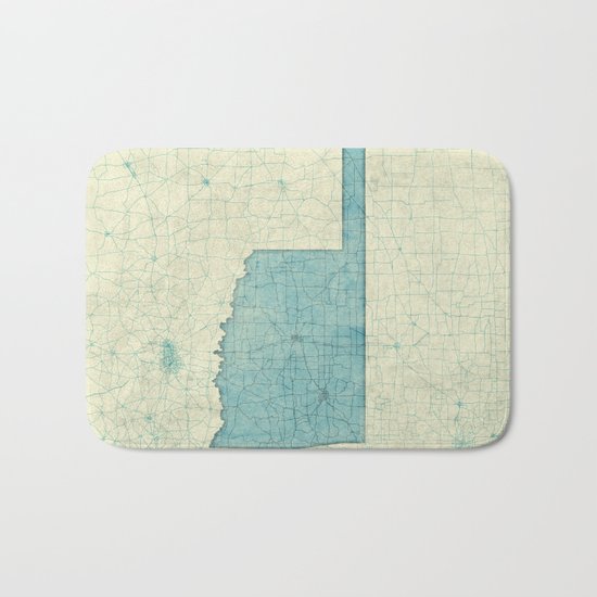 Oklahoma State Map Blue Vintage Bath Mat