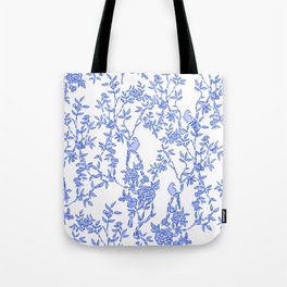 Blue and White Bamboo and Birds Tote Bag