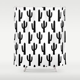 Black and white cactus. Modern cacti. Abstract botanical art. Nature pattern illustration Shower Curtain