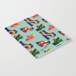 Seventies shoes- teal background Notebook