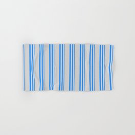 [ Thumbnail: Blue & Light Gray Colored Lines/Stripes Pattern Hand & Bath Towel ]