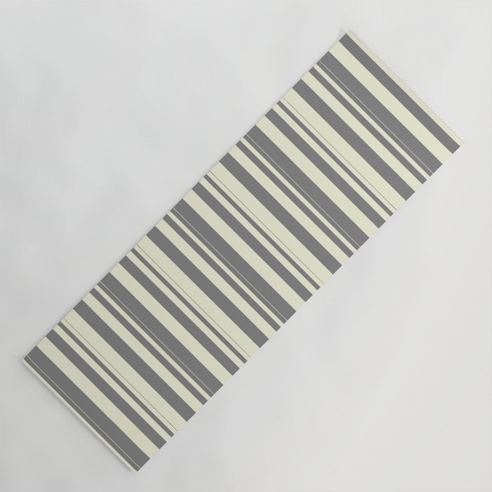 Gray & Beige Colored Striped/Lined Pattern Yoga Mat