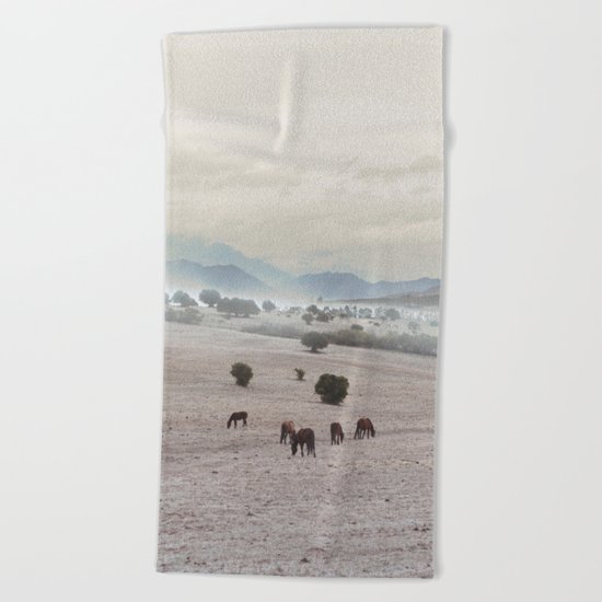 Landscape & Horses II Beach Towel