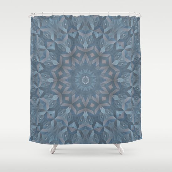 Steel Blue Mandala Shower Curtain by Lyle Hatch  Society6
