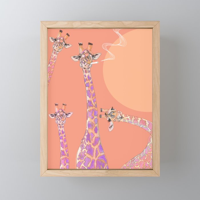 Colorful Giraffes Framed Mini Art Print