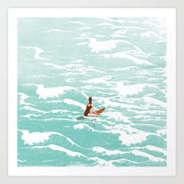 Out on the waves Art Print