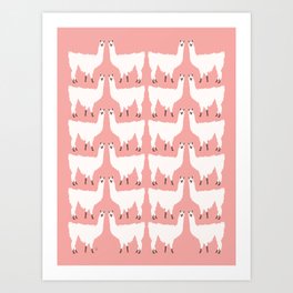 Llamas in Pink Art Print