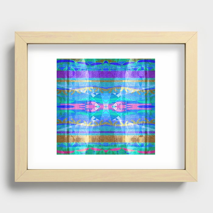 Elemental Waters Peaceful Vortex Neo Tribal Mandala Recessed Framed Print