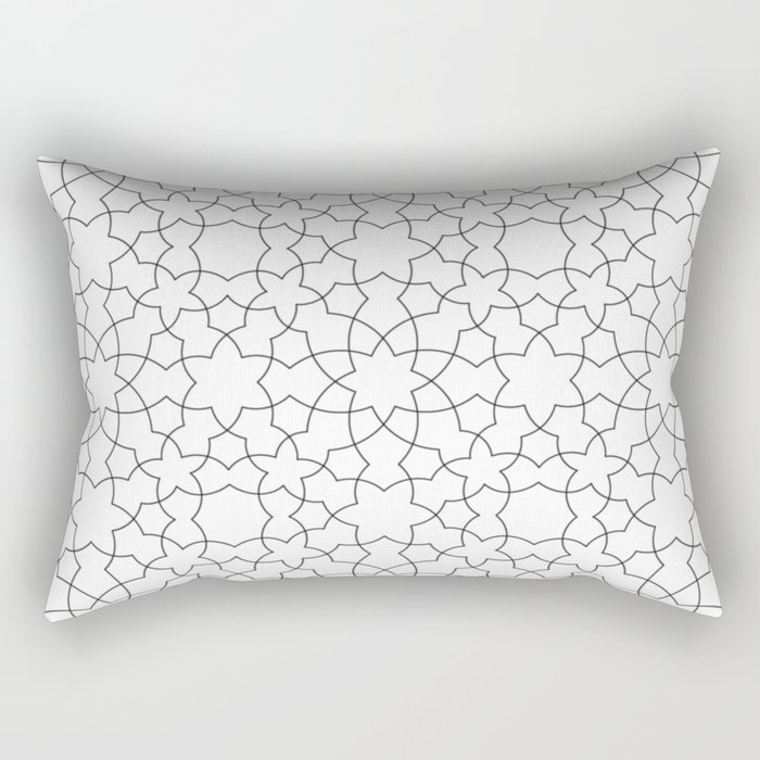White And Black Geometric Windowpane Graph Check Stripe Lines Minimalist Stripes Line Drawing Rectangular Pillow