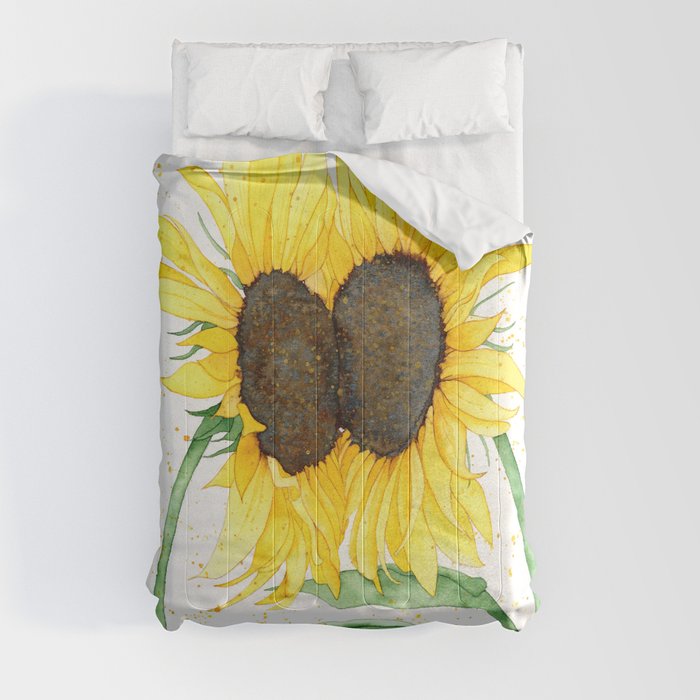 sunflower watercolor art Comforter