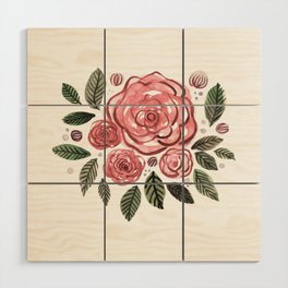 Spring roses bouquet - vintage Wood Wall Art