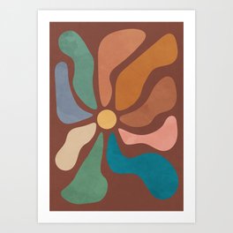 Multicolor Flowers, Abstract Botanical, Earth Tones Art Print