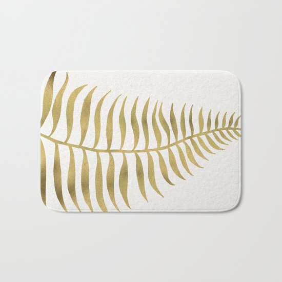 Golden Palm Leaf Bath Mat
