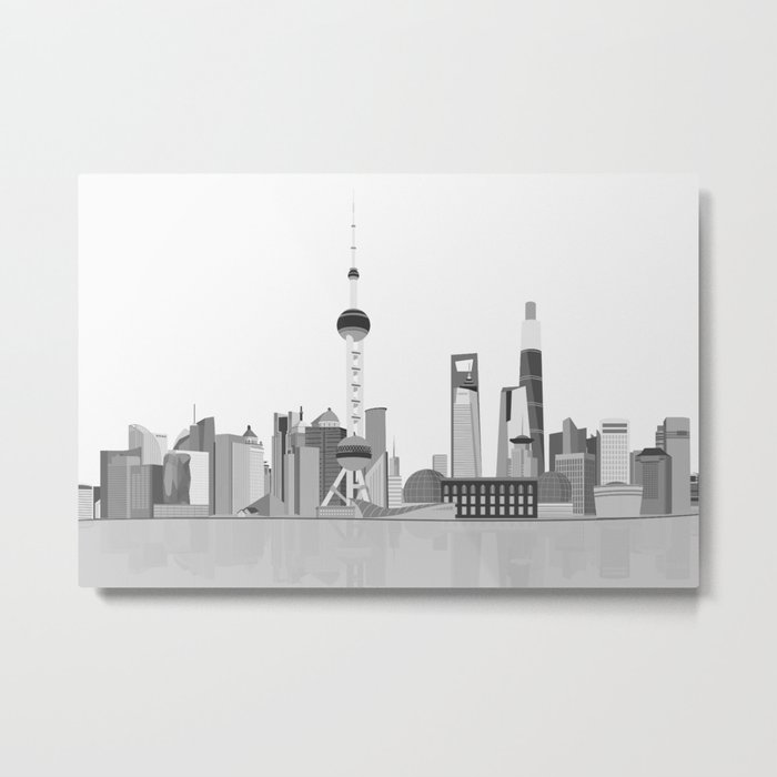 Shanghai (Black & White) Metal Print