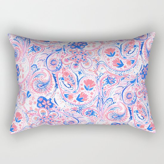 Paisley Watercolor Blue Rectangular Pillow