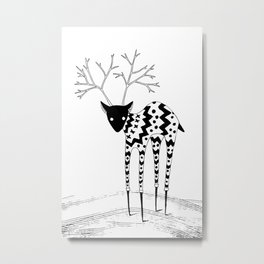 Cute reindeer Metal Print | Snow, Christmas, Dark, Winter, Vintage, Drawing, Nordic, Deer, Holiyay, Ink 