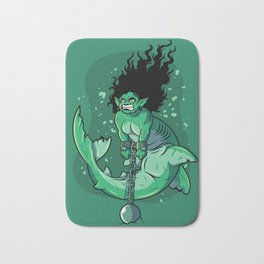 Mermaid's Punishment Bath Mat | Fins, Woman, Illustration, Chain, Vector, Angry, Wrath, Shark, Gills, Siren 
