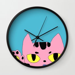Alien Cat High Five Hello Pop Art Wall Clock