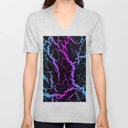 Cracked Space Lava - Cyan/Pink V Neck T Shirt