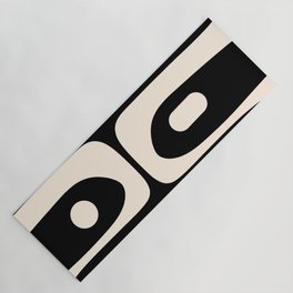 Mid Century Modern Piquet Abstract Pattern in Black and Almond Cream Yoga Mat