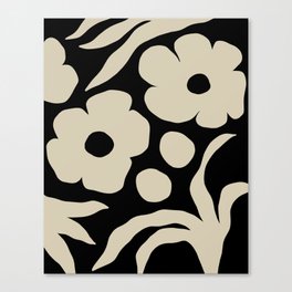 Floral six Canvas Print | Organic, Nature, Digital, Flowers, Nude, Black, Foliage, Drawing, Blocking, Color 