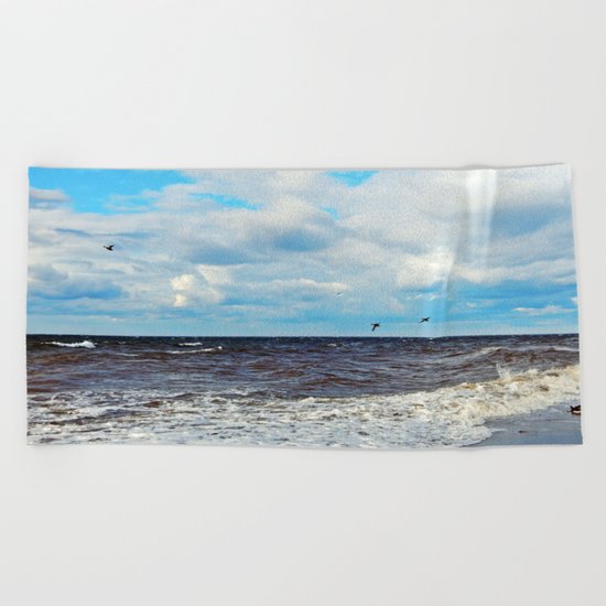 Flying Cormorants Beach Towel
