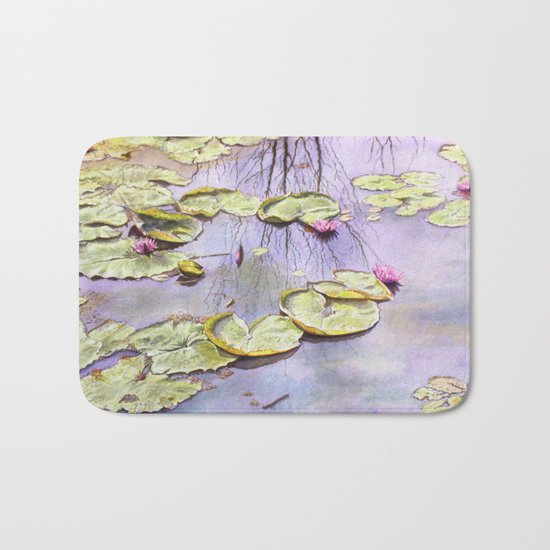 Reflection, watercolor Bath Mat
