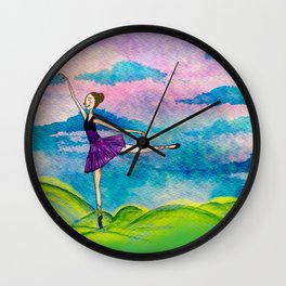 Dancer in sky with clouds and rithm Wall Clock