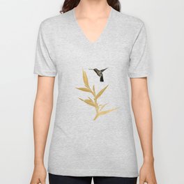 Hummingbird & Flower II V Neck T Shirt