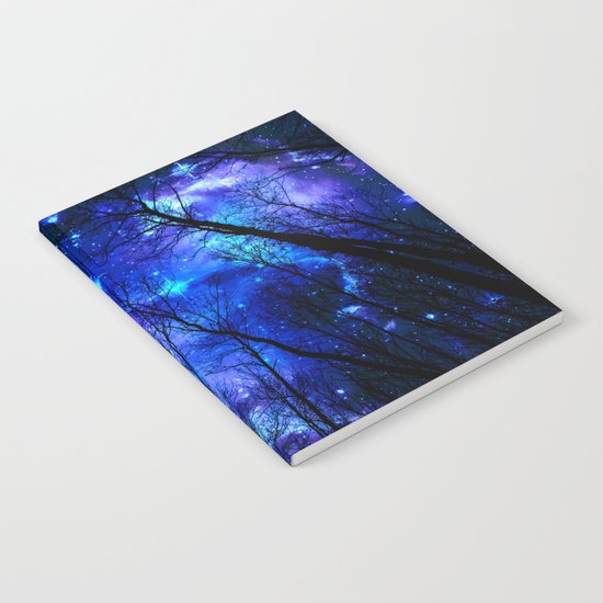 black trees purple blue space Notebook