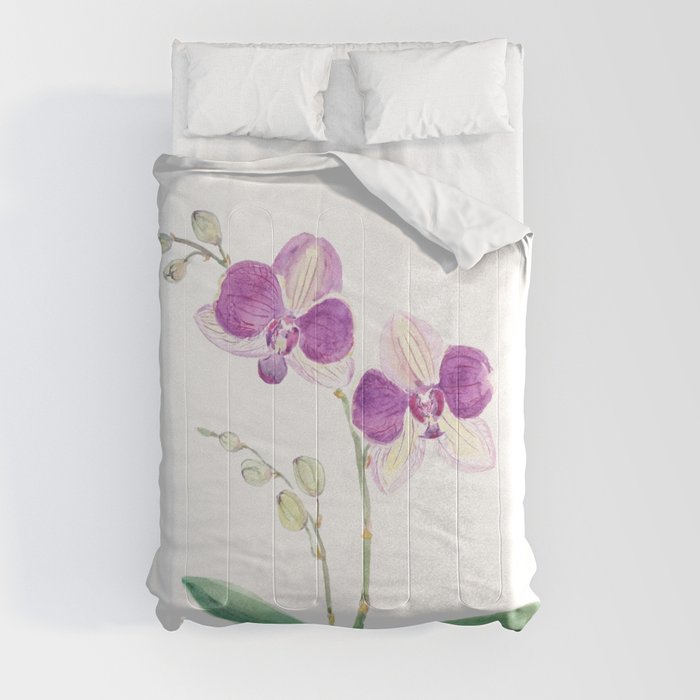 purple orchid watercolor  Comforter