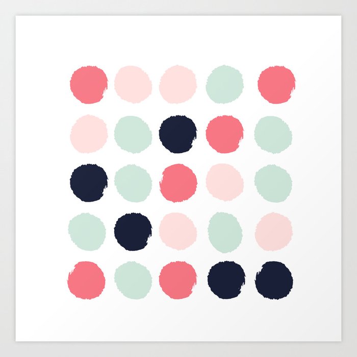 Painted dots trendy color palette minimal polka dots decor nursery home Art Print