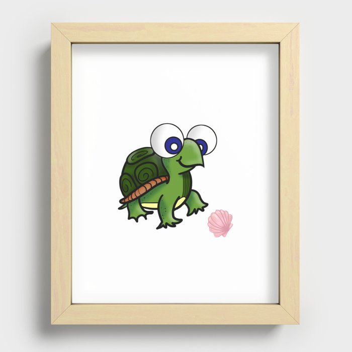 Green Turtle Recessed Framed Print