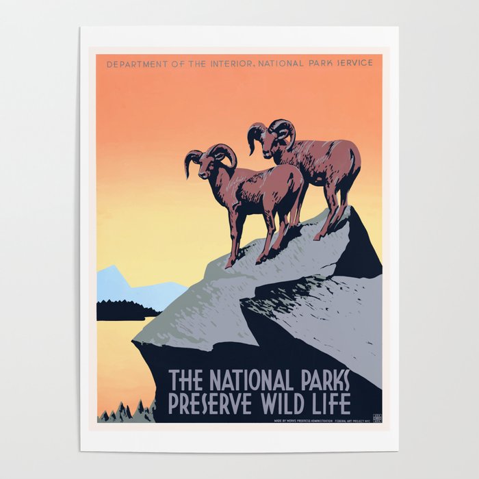 1936 The National Parks Preserve Wild Life Poster Poster
