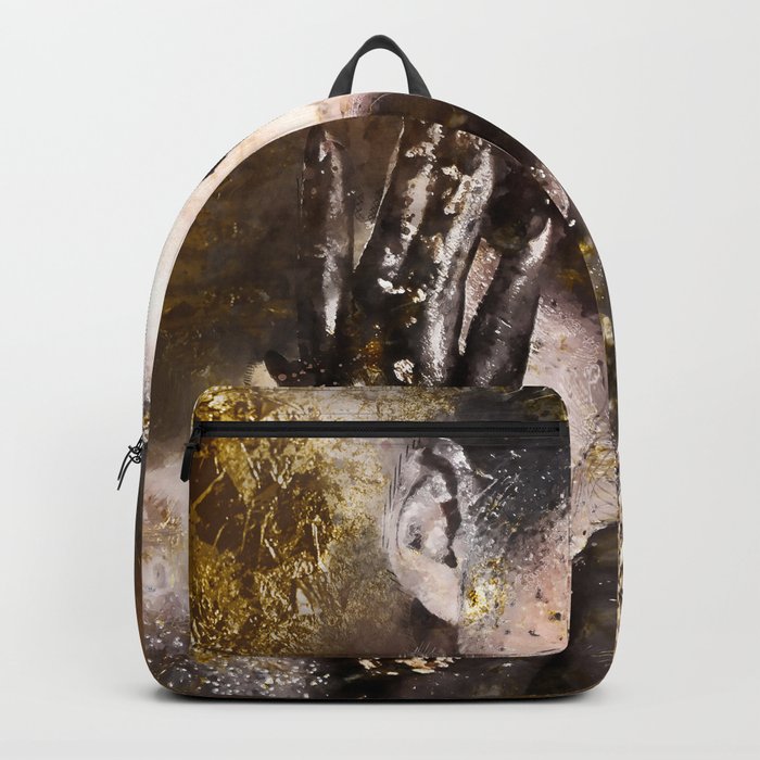 Beautiful Abstract Black and Gold Woman Portrait Backpack