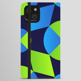 Green & Blue Color Arab Square Pattern iPhone Wallet Case