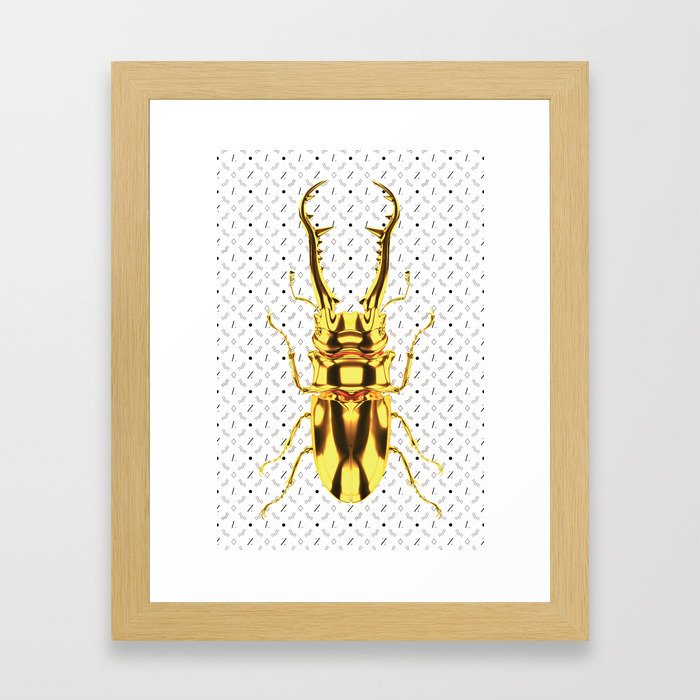 Golden Stag Beetle Framed Art Print