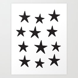 Star Pattern Black On White Art Print