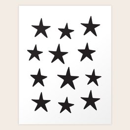 Star Pattern Black On White Art Print