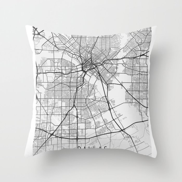 Dallas Texas city map Throw Pillow