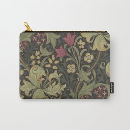 William Morris Vintage Golden Lily Black Charcoal Olive Green Carry-All Pouch